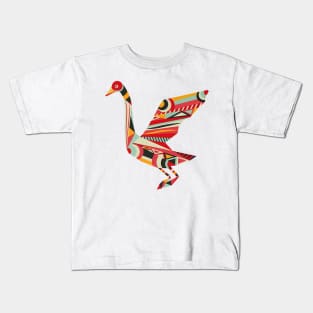 Beautiful Flying Swan Silhouette Tribal Tattoo Art Kids T-Shirt